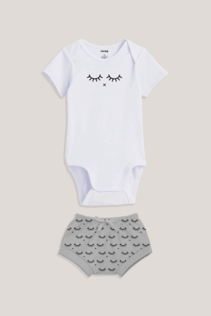 Conjunto de Body para Bebê - Curto Feminino - Cílios