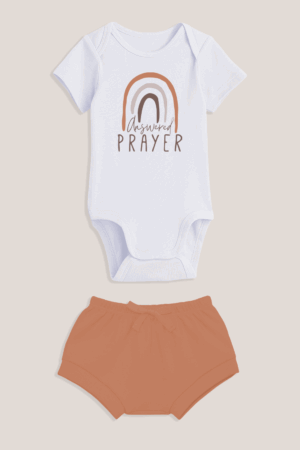Conjunto de Body para Bebê - Curto Unissex - Oração Atendida