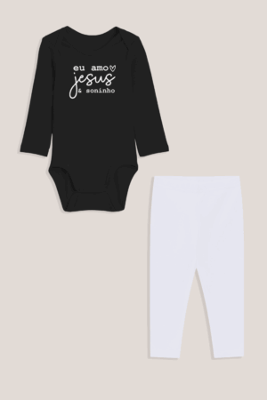Conjunto de Body para Bebê - Longo Unissex - Eu Amo Jesus e Soninho
